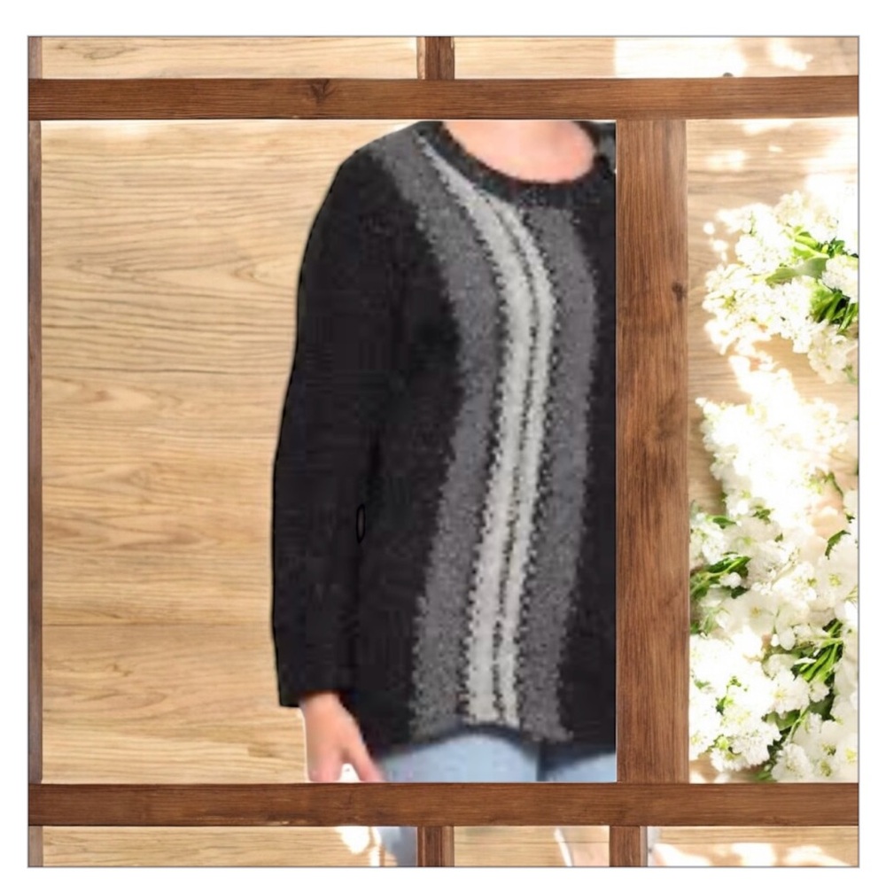 Pointzero Eyelash Ombré Melange Sweater -round neck-NWOT -Black-Grey-VTG-Sz M🖤‍
